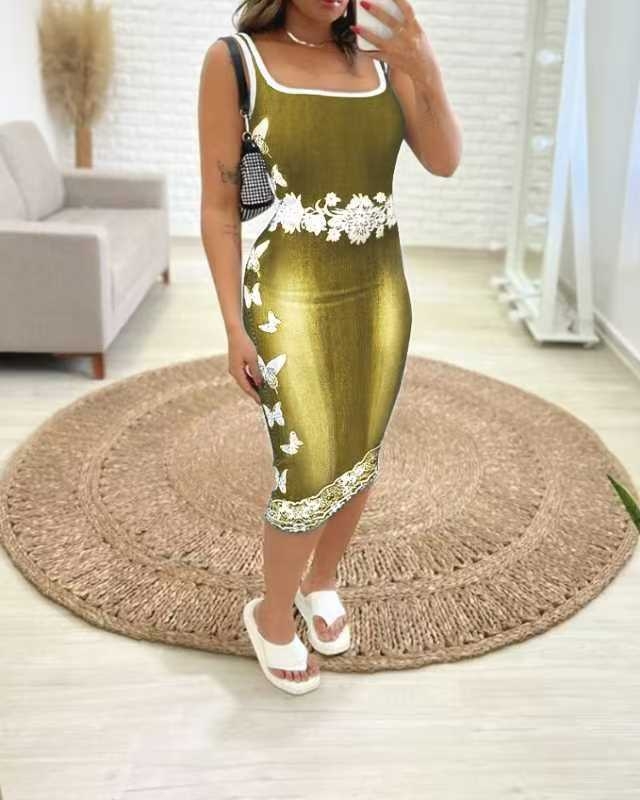 2025 Amazon nyári, forró stílusú, kötött, pillangómintás, farmerutánzatú mellényruha nőknek