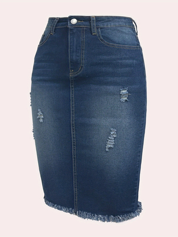 Φούστα τζιν με ακατέργαστη ακμή για γυναίκες 2025, νέα φούστα με ψηλή μέση και αδυνάτισμα σε ένα βήμα, μεσαίου μήκους φούστα σε γραμμή Α στους γοφούς