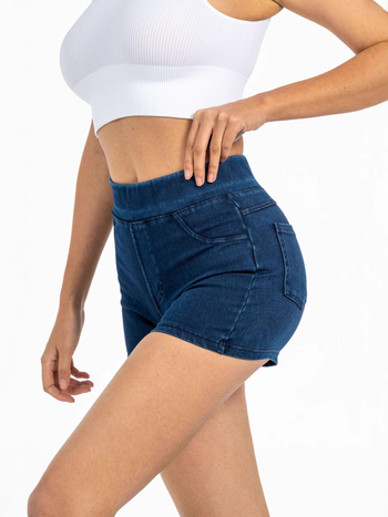 Határokon átnyúló e-kereskedelem tavaszi, nyári és őszi női magas derekú, testhezálló, rugalmas kötött farmer háromnegyedes rövidnadrág, népszerű magas derekú karcsúsító fazon