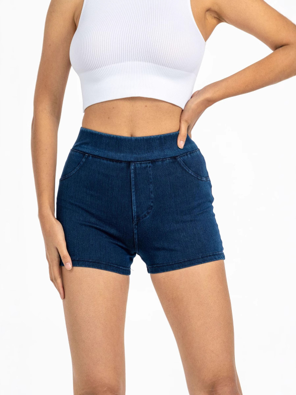 Határokon átnyúló e-kereskedelem tavaszi, nyári és őszi női magas derekú, testhezálló, rugalmas kötött farmer háromnegyedes rövidnadrág, népszerű magas derekú karcsúsító fazon