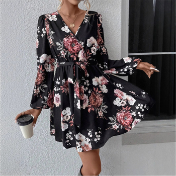 2025Ebay Aliexpress Amazon Ευρωπαϊκή και Αμερικανική Νέα Φούστα με Μεσαία Μέση Μοντέρνο και Κομψό Γυναικείο Φόρεμα με Στάμπα