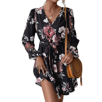 2025Ebay Aliexpress Amazon Ευρωπαϊκή και Αμερικανική Νέα Φούστα με Μεσαία Μέση Μοντέρνο και Κομψό Γυναικείο Φόρεμα με Στάμπα