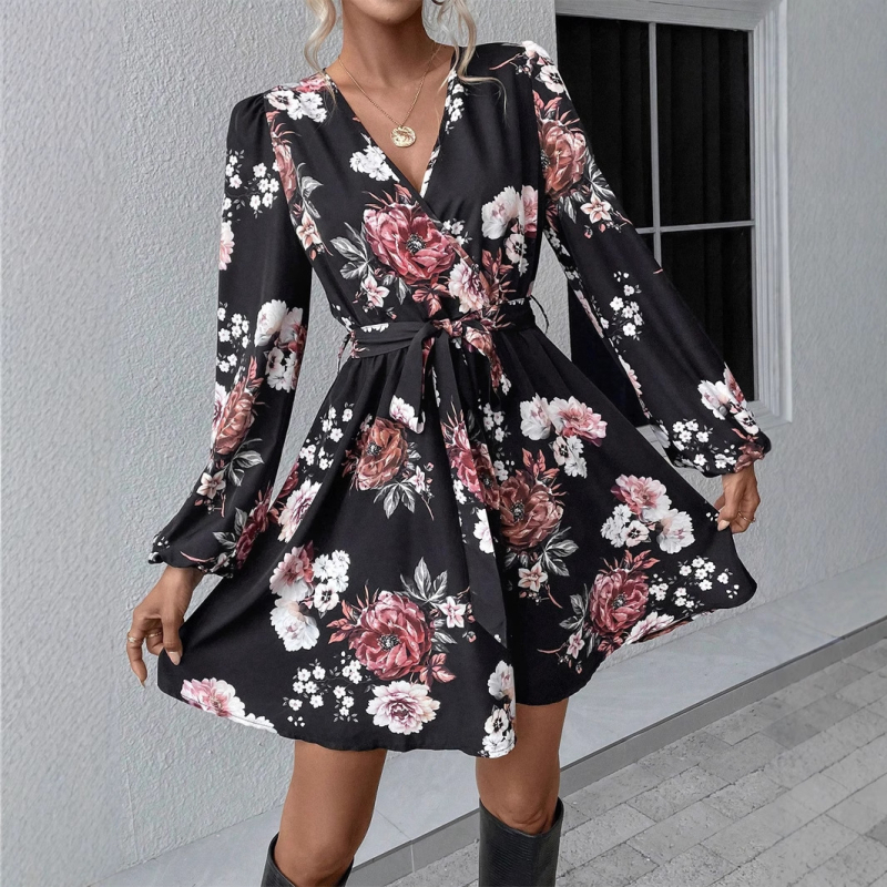 2025Ebay Aliexpress Amazon európai és amerikai új, középhosszú szoknya divatos és elegáns női mintás ruha