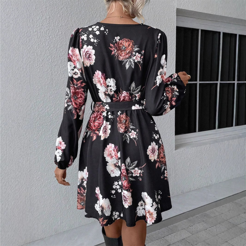 2025Ebay Aliexpress Amazon európai és amerikai új, középhosszú szoknya divatos és elegáns női mintás ruha