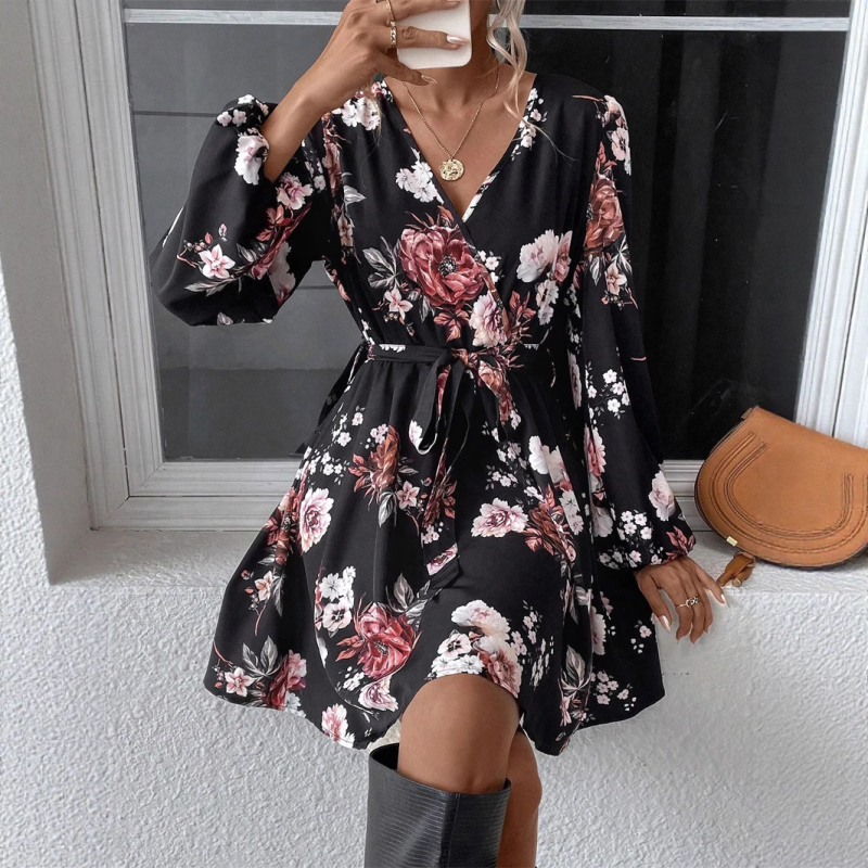 2025Ebay Aliexpress Amazon európai és amerikai új, középhosszú szoknya divatos és elegáns női mintás ruha