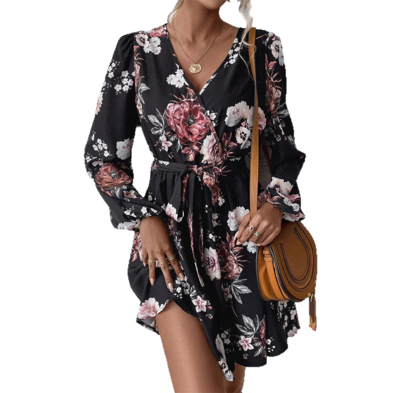 2025Ebay Aliexpress Amazon európai és amerikai új, középhosszú szoknya divatos és elegáns női mintás ruha