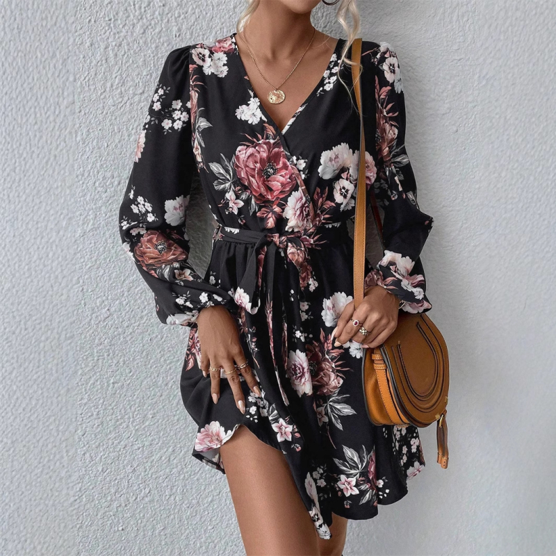 2025Ebay Aliexpress Amazon európai és amerikai új, középhosszú szoknya divatos és elegáns női mintás ruha