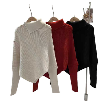 Kiváló minőségű pulóver női őszi és téli új elegáns belső magas gallérú kötött ing szabálytalan köpeny alap felsőrész külső viseletre