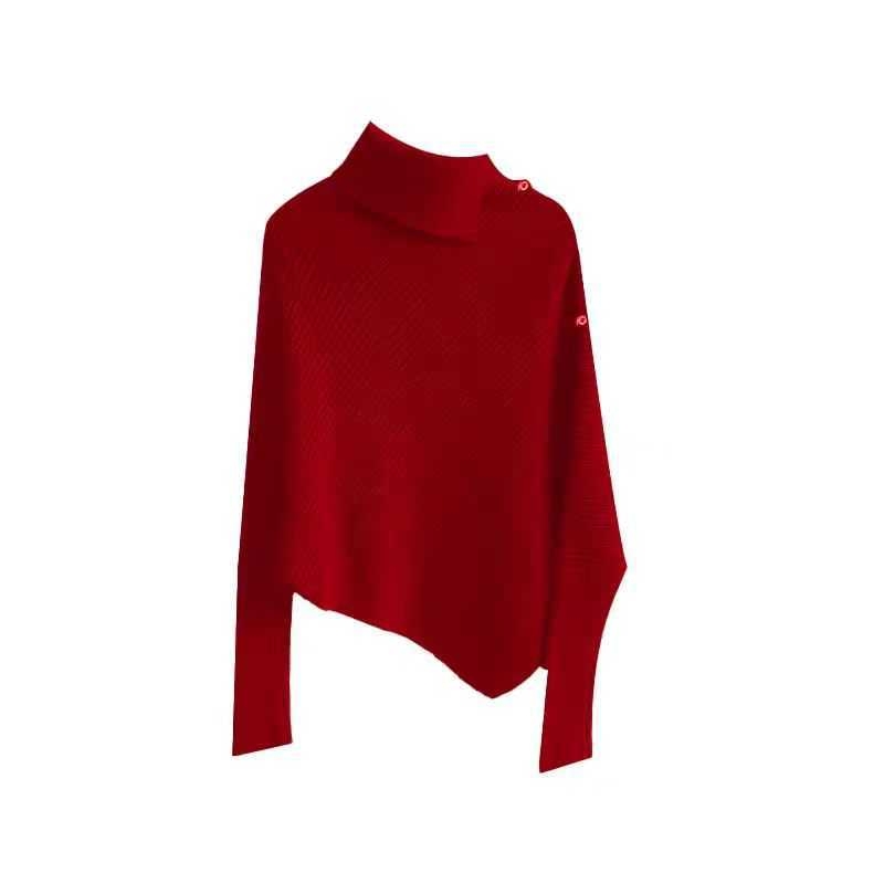 Kiváló minőségű pulóver női őszi és téli új elegáns belső magas gallérú kötött ing szabálytalan köpeny alap felsőrész külső viseletre