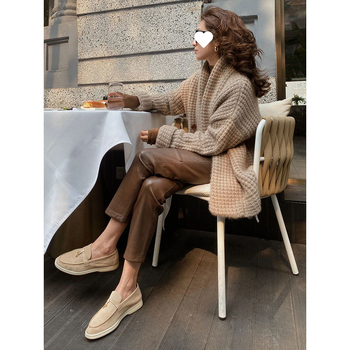 Őszi és téli újdonság, divatos Maillard Wear retró, stílusos kötött, szép női kabát