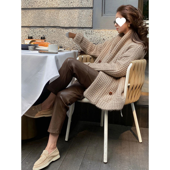 Φθινόπωρο και Χειμώνας Νέα Άφιξη Μόδα Maillard Φορέστε Ρετρό Κομψό Πλεκτό Ωραίο Παλτό για Γυναίκες