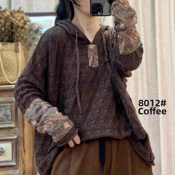 Húzózsinóros Kapucnis Pamut Kötött Pulóver Női Laza Húsdarabos Tavaszi és Őszi Új Retro Művészi Hétköznapi Hosszú Ujjú Felső