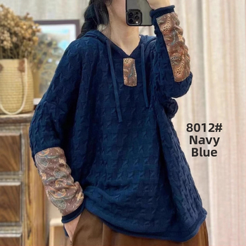 Húzózsinóros Kapucnis Pamut Kötött Pulóver Női Laza Húsdarabos Tavaszi és Őszi Új Retro Művészi Hétköznapi Hosszú Ujjú Felső