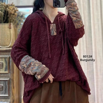 Húzózsinóros Kapucnis Pamut Kötött Pulóver Női Laza Húsdarabos Tavaszi és Őszi Új Retro Művészi Hétköznapi Hosszú Ujjú Felső