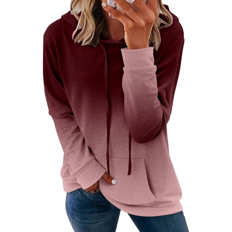 AliExpress Amazon külkereskedelmi határokon átnyúló 2025 új lezser színátmenetes női kapucnis pulóver WH1