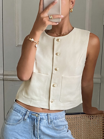 Európai és amerikai határokon átnyúló Amazon új rövid mellény női nyári francia mellény ujjatlan mellény