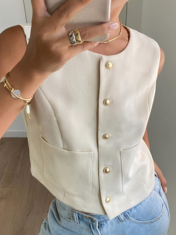 Európai és amerikai határokon átnyúló Amazon új rövid mellény női nyári francia mellény ujjatlan mellény