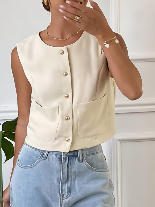 Európai és amerikai határokon átnyúló Amazon új rövid mellény női nyári francia mellény ujjatlan mellény