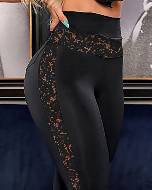 2023 Őszi és téli új spot készlet Nagykereskedelmi európai és amerikai dél-amerikai külkereskedelem Határokon átnyúló magas derekú csipkevarrásos szűk nadrágok