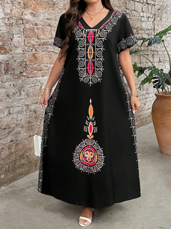 Határokon átnyúló külkereskedelmi női új, nemzeti stílusú pozicionáló nyomtatási ruha, közel-keleti köntös