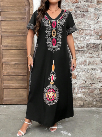 Határokon átnyúló külkereskedelmi női új, nemzeti stílusú pozicionáló nyomtatási ruha, közel-keleti köntös