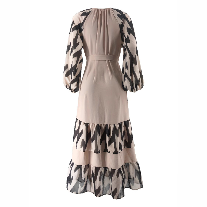 M2986 Amazon határokon átnyúló őszi és téli új termék közel-keleti köntös női csíkos hosszú szoknya divatos öves ruha