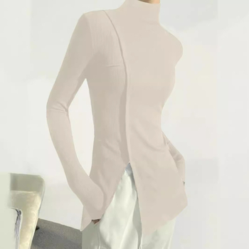 Γυναικείο ακανόνιστο πουκάμισο με φαρδιά μανίκια για γυναίκες, φθινόπωρο, σχέδιο, στενό πλεκτό, 2023, νέο, λεπτό, μακρυμάνικο τοπ