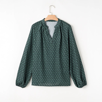 Švytintys europietiški ir amerikietiški ploni laisvalaikio spausdinti šifono marškiniai, moteriški tarpvalstybiniai karšto rudens nauji V formos iškirptės megztiniai