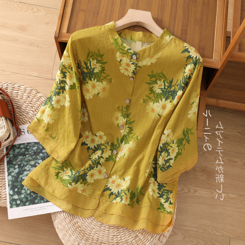 2025 m. vasaros personalizuoto dizaino plonas kardiganas su margintais marškiniais, laisvas, vintažinis medvilninis ir lininis viršutinis sluoksnis su dzen dygsniais.