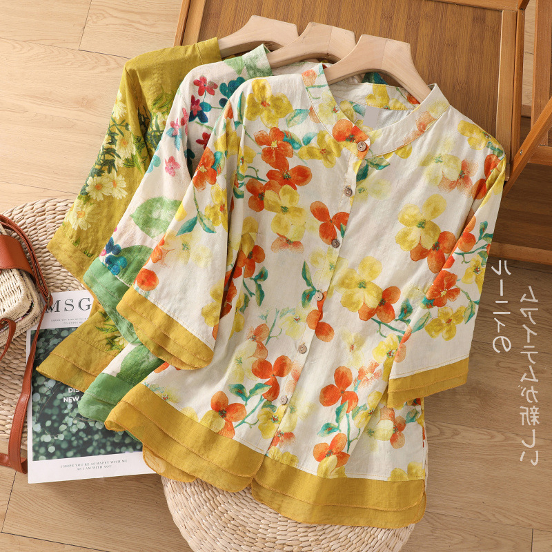 2025 m. vasaros personalizuoto dizaino plonas kardiganas su margintais marškiniais, laisvas, vintažinis medvilninis ir lininis viršutinis sluoksnis su dzen dygsniais.