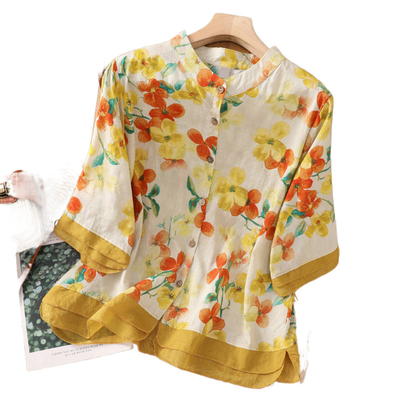 2025 m. vasaros personalizuoto dizaino plonas kardiganas su margintais marškiniais, laisvas, vintažinis medvilninis ir lininis viršutinis sluoksnis su dzen dygsniais.