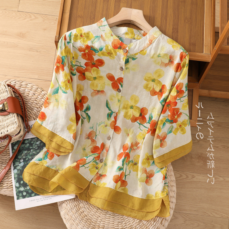 2025 m. vasaros personalizuoto dizaino plonas kardiganas su margintais marškiniais, laisvas, vintažinis medvilninis ir lininis viršutinis sluoksnis su dzen dygsniais.