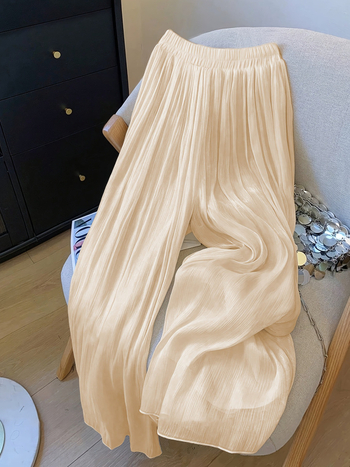 2025-ös európai és amerikai, határokon átnyúló női nyári, vékony textúrájú, hálós, hétköznapi, bő, széles szárú, magas derekú, mártott nadrág