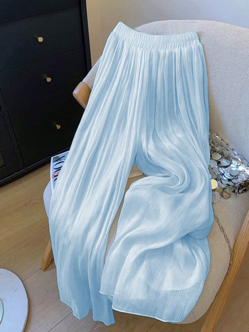 2025-ös európai és amerikai, határokon átnyúló női nyári, vékony textúrájú, hálós, hétköznapi, bő, széles szárú, magas derekú, mártott nadrág