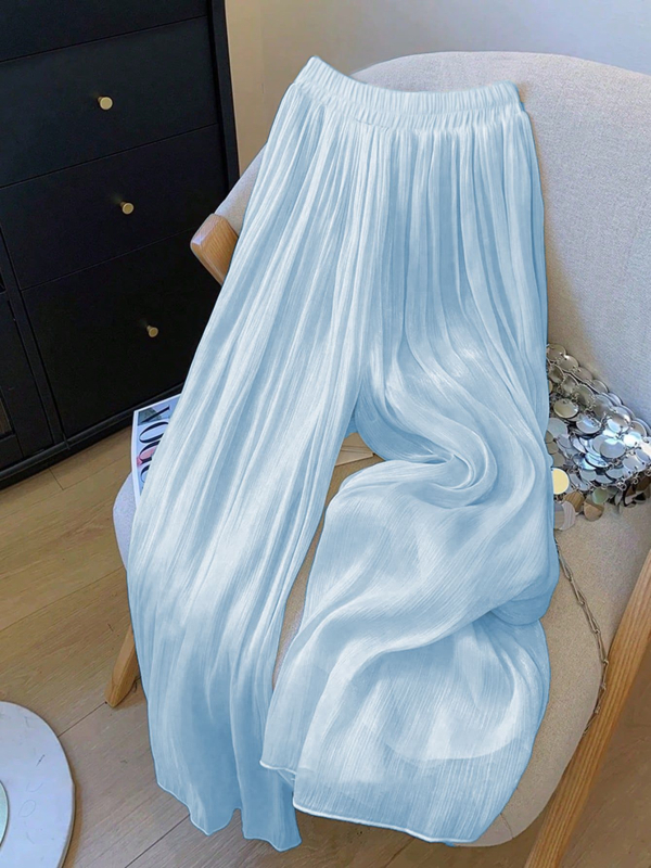 2025-ös európai és amerikai, határokon átnyúló női nyári, vékony textúrájú, hálós, hétköznapi, bő, széles szárú, magas derekú, mártott nadrág