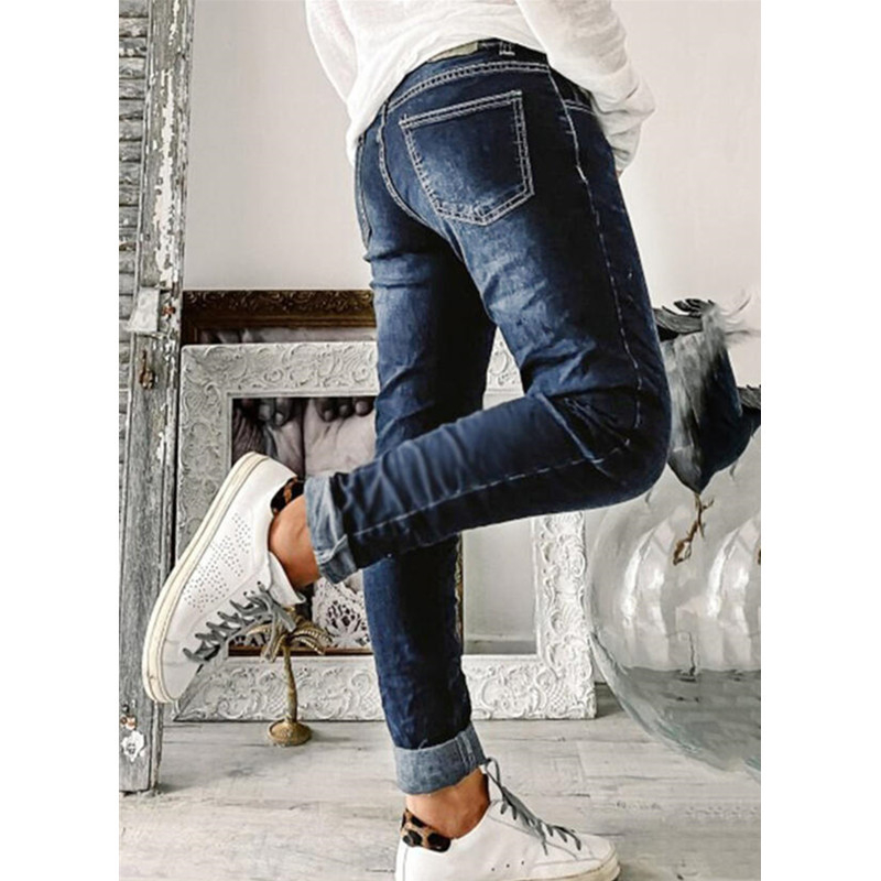 Európai és amerikai határokon átnyúló külkereskedelmi független állomás Amazon rugalmas, egyenes mellű, mosott farmernadrág női plus size farmernadrág