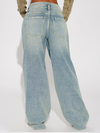 Farmernadrágok őszi és téli új retró hasított bő, széles szárú, trapéz farmernadrág női lezser, drapézott, padlóig érő nadrág