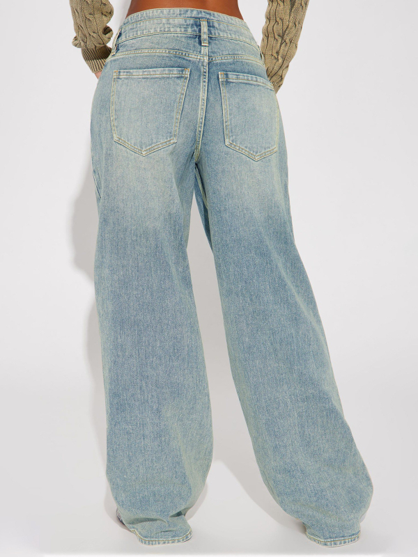 Farmernadrágok őszi és téli új retró hasított bő, széles szárú, trapéz farmernadrág női lezser, drapézott, padlóig érő nadrág