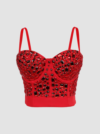 Luqiu Country Hot Girl Style Diamond Σουτιέν Γυναικείο με Μπλούζα και Σλιπ σε Στυλ Ψαροκόκαλου, Όμορφη Πλάτη Db082