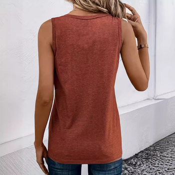 Διασυνοριακό Εξωτερικό Εμπόριο 2025 Amazon Γυναικείο Σέξι Μπλούζα με Βαθύ V Αμάνικο, Χαλαρό Μονόχρωμο, Διακοσμητικό T-shirt με Τσέπες και Κουμπιά