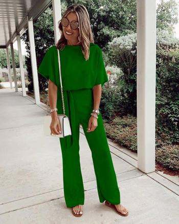 Дамски гащеризон от трансграничен пазар AliExpress 2022, европейски и американски, ново желание, свободен, ежедневен, с къс ръкав и връзки