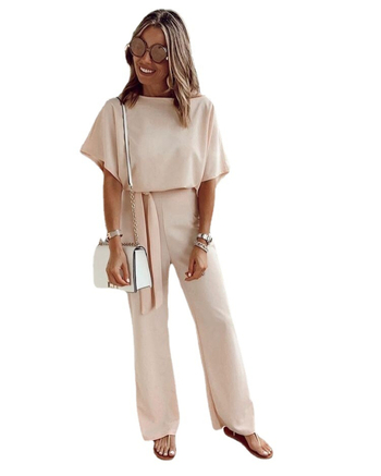 Дамски гащеризон от трансграничен пазар AliExpress 2022, европейски и американски, ново желание, свободен, ежедневен, с къс ръкав и връзки