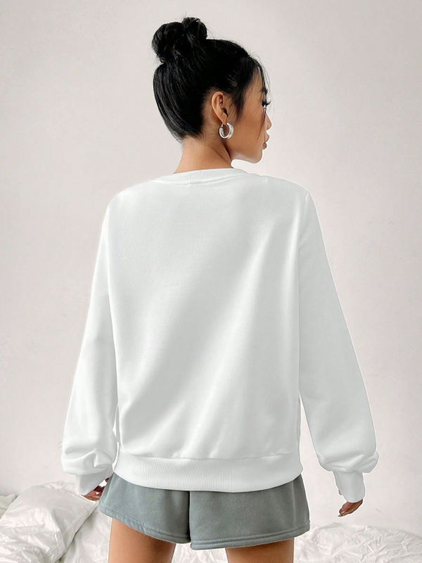 Női Egyszerű, Minden Mérkőzésre Való Nyomtatású, Laza, Bő, Kerek Nyakú, Őszi Pulóver, Minden Mérkőzésre Való Felső, Határokon Átnyúló