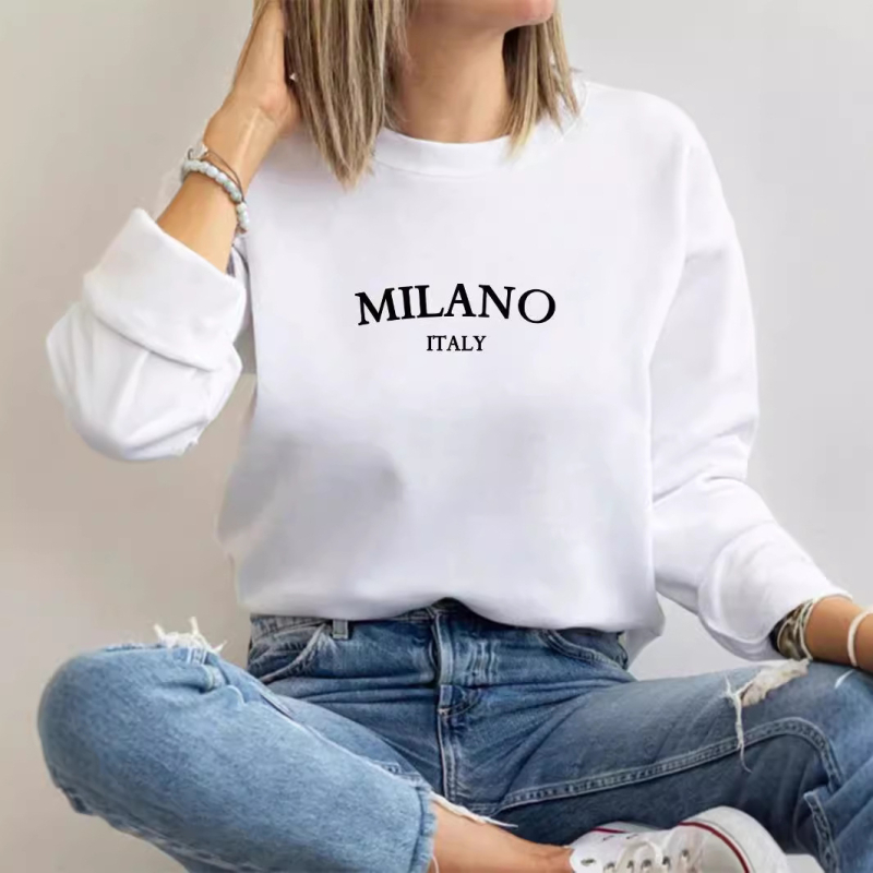 Női Egyszerű, Minden Mérkőzésre Való Nyomtatású, Laza, Bő, Kerek Nyakú, Őszi Pulóver, Minden Mérkőzésre Való Felső, Határokon Átnyúló