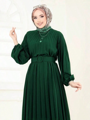 Wish Amazon muszlim új, rakott, laza, hosszú ujjú, hosszú női muszlim köntösruha elegáns