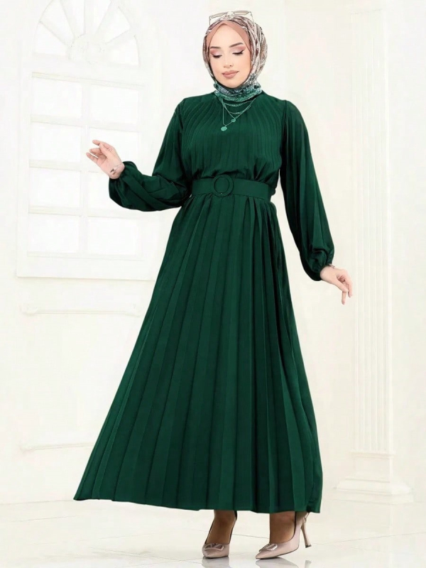 Wish Amazon muszlim új, rakott, laza, hosszú ujjú, hosszú női muszlim köntösruha elegáns