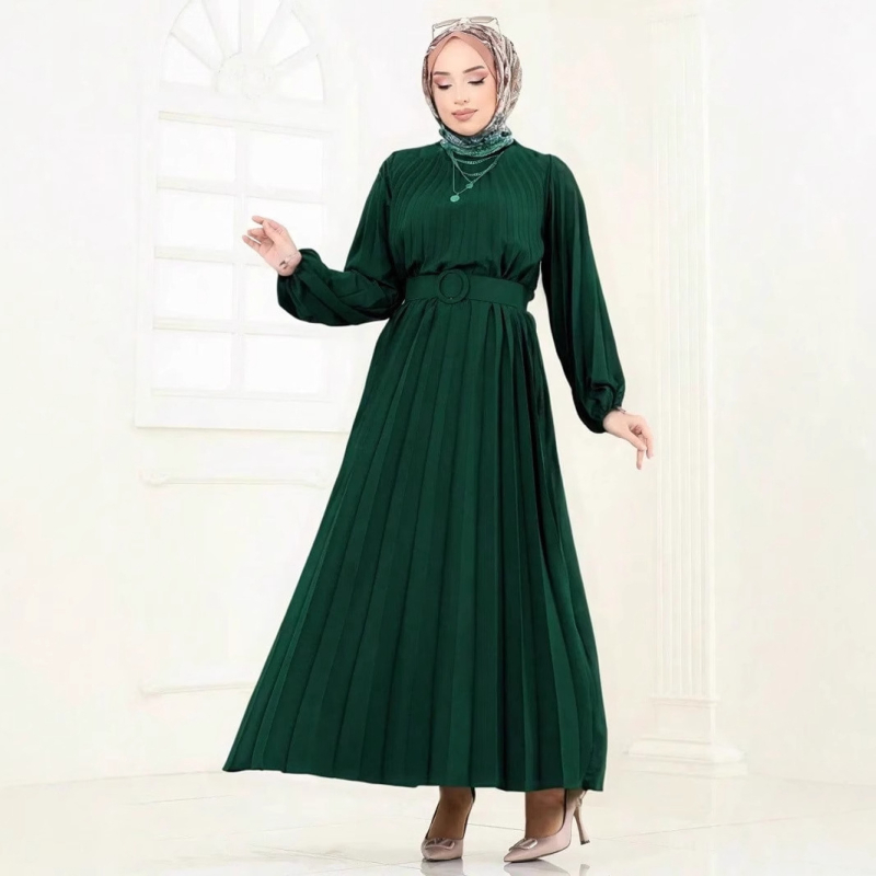 Wish Amazon muszlim új, rakott, laza, hosszú ujjú, hosszú női muszlim köntösruha elegáns