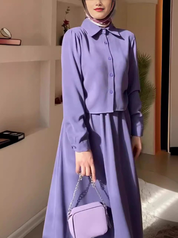 Külföldi kereskedelem Határokon átnyúló női ruházat Amerika divat hétköznapi rakott rövid hosszú ujjú felső rakott A-vonalú hosszú szoknya kosztüm nőknek