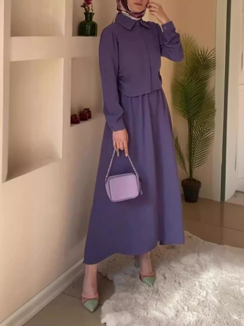 Εξωτερικό Εμπόριο Διασυνοριακά Γυναικεία Ρούχα AmAzon Μόδα Casual Πλισέ Κοντό Μακρυμάνικο Μπλούζα Πλισέ Μακριά Φούστα σε Γραμμή Α για Γυναικεία Κοστούμια