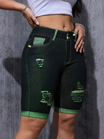 Amazon 2025 határokon átnyúló európai és amerikai stílusú farmerlyukú nadrág, nyári vékony, középderekú, vékony, rugalmas, feszes nadrág nőknek